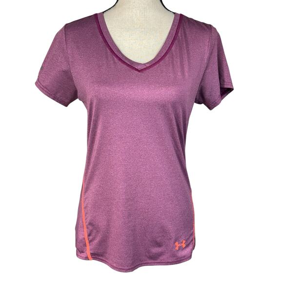 Under Armour Small Fitted ISO-Chill Top HeatGear Short Sleeves V-Neck Hi-Low Hem - Picture 1 of 10